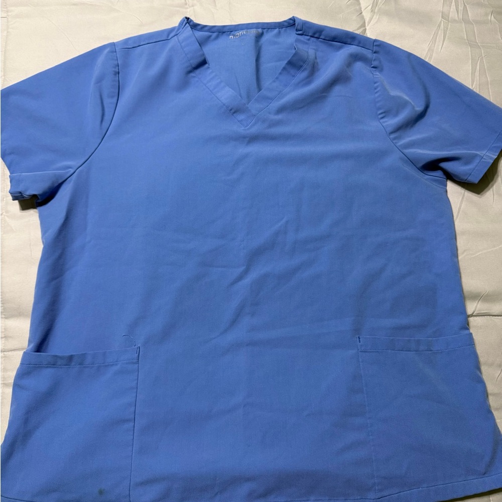 Blue V-Neck Scrub Top